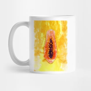 Half-Cut Papaya or Pawpaw Yellow Background - For Fruit Lovers. Mug